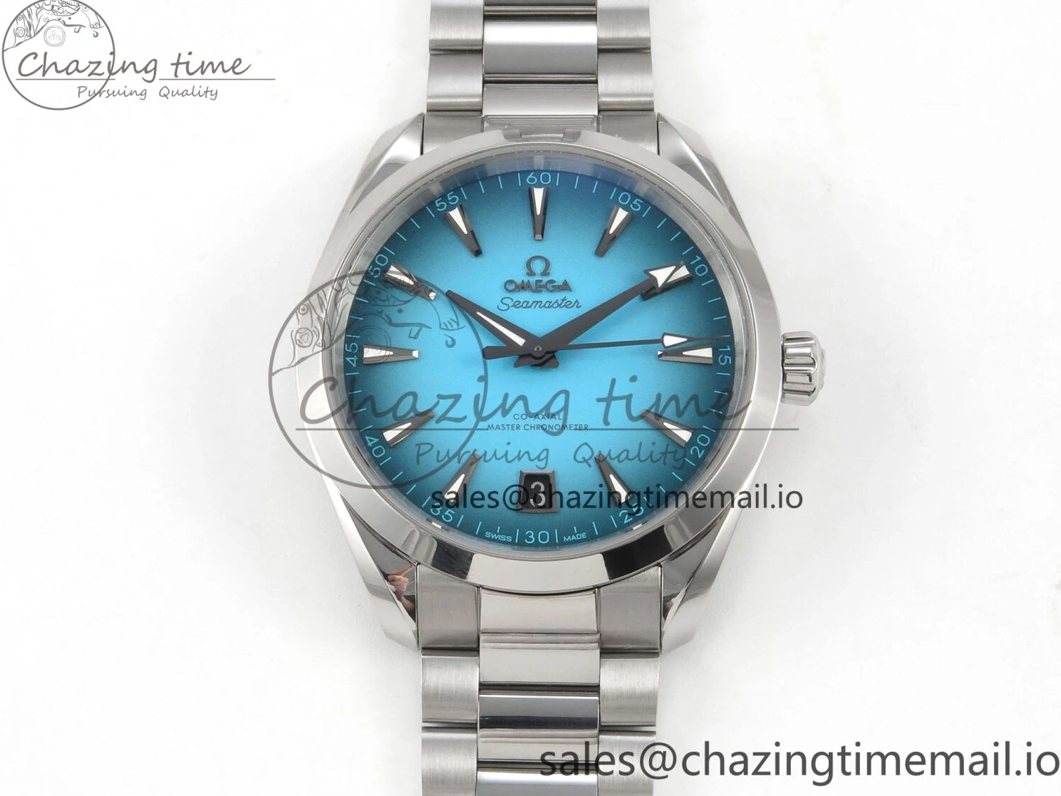 0102 Efficient Seamaster 150M SS VSF 1:1 Best Edition Turquoise Blue Dial on SS Bracelet A8900 Super Clone 7661